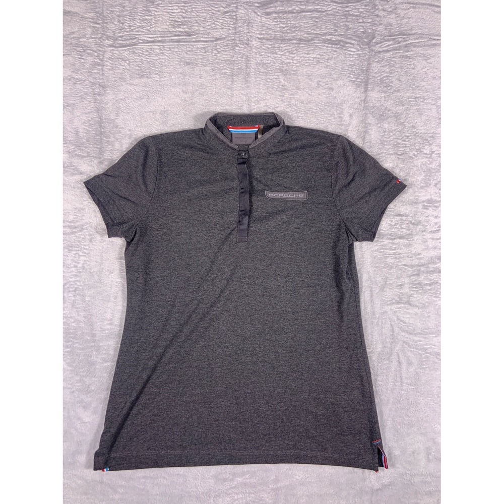 Porsche Damen Polo Shirt Women's M Gray Mandarin Collar Size
